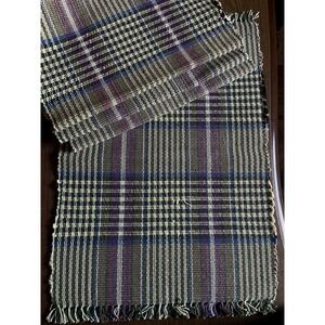 Pier 1 Purple Green 4 Placemats Country Tartan Woven Cotton Plaid Fringe